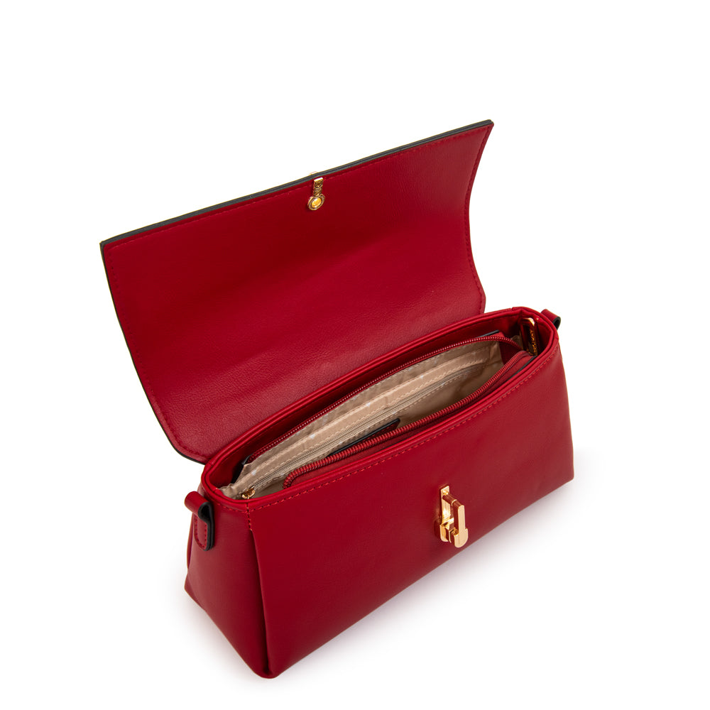 Cartera bandolera con tapa cristal pequeña rojo
