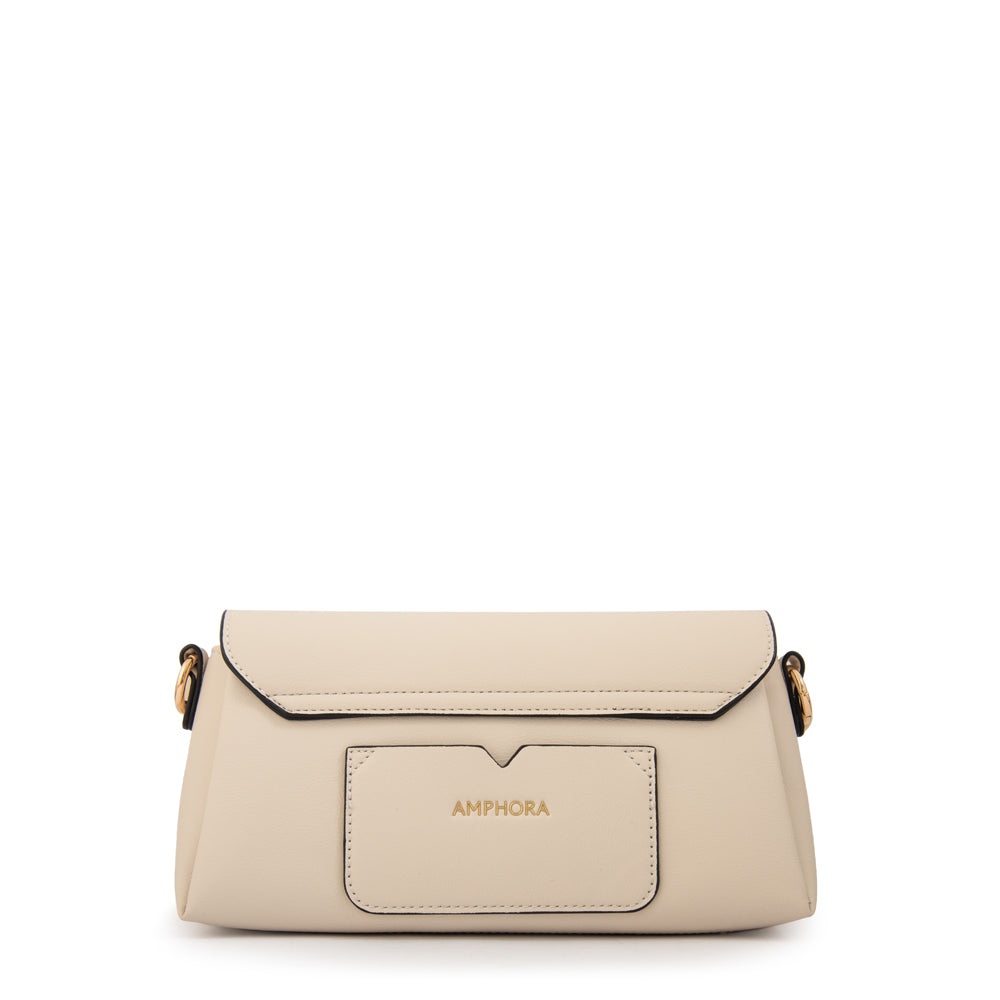 Cartera bandolera con tapa cristal pequeña blanco crudo