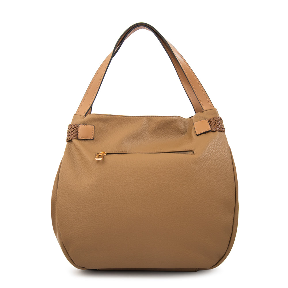 Cartera corte recto minerva grande beige oscuro