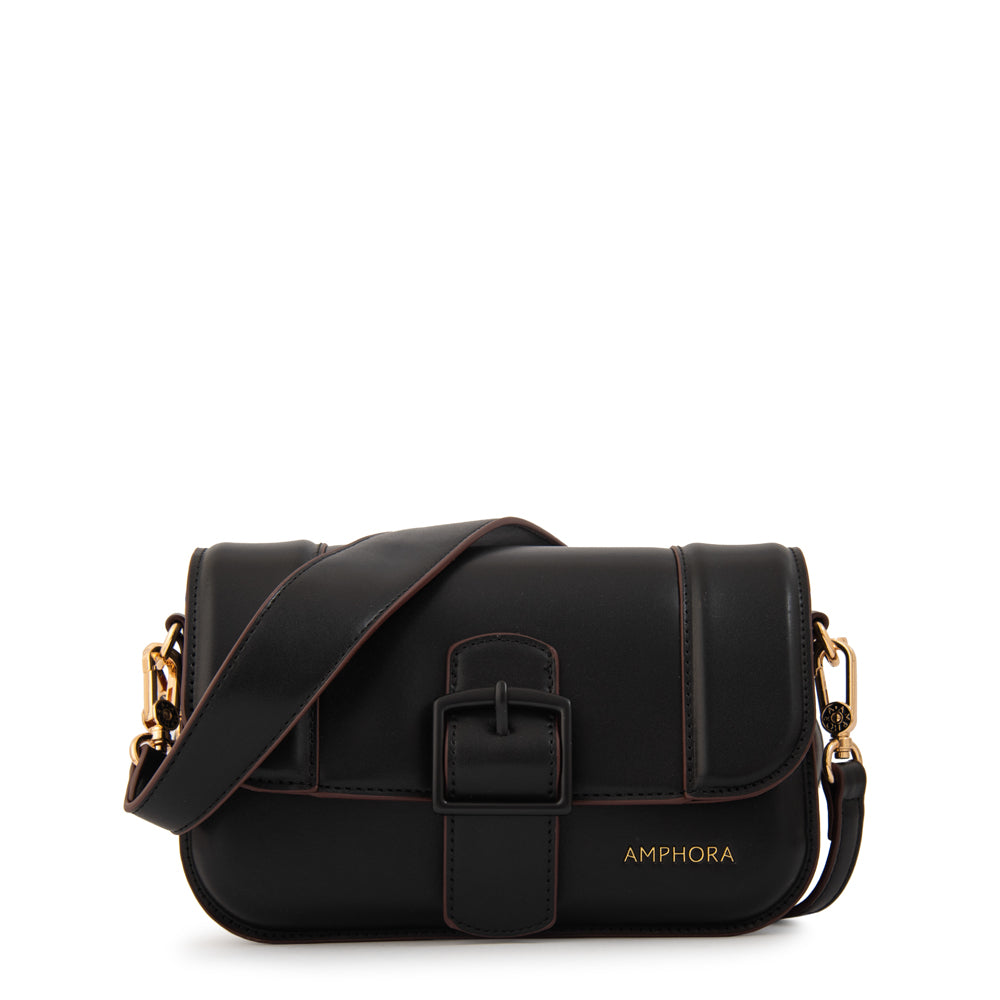 Cartera bandolera con tapa tifany pequeña negro