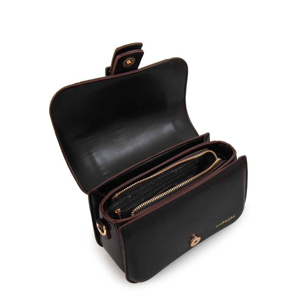 Cartera bandolera con tapa tifany pequeña negro