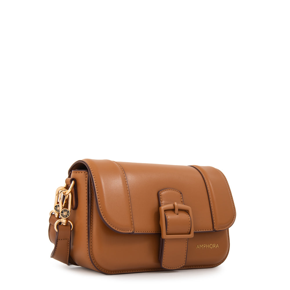 Cartera bandolera con tapa tifany pequeña camel