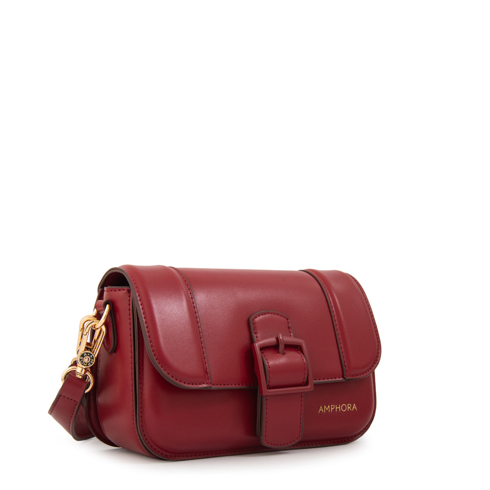 Cartera bandolera con tapa tifany pequeña rojo oscuro