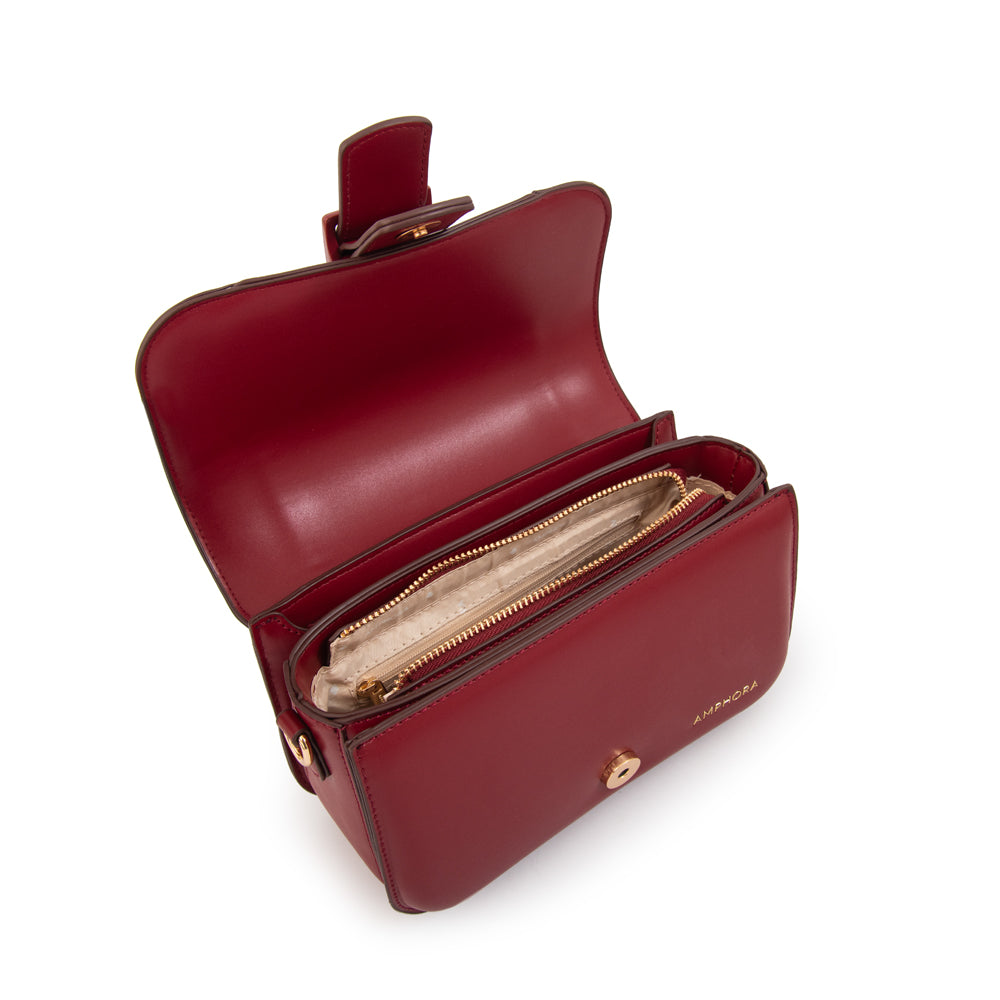 Cartera bandolera con tapa tifany pequeña rojo oscuro