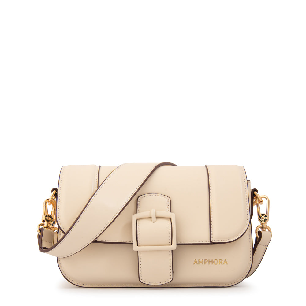 Cartera bandolera con tapa tifany pequeña blanco crudo