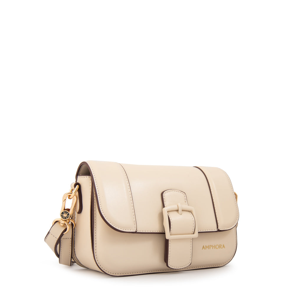 Cartera bandolera con tapa tifany pequeña blanco crudo