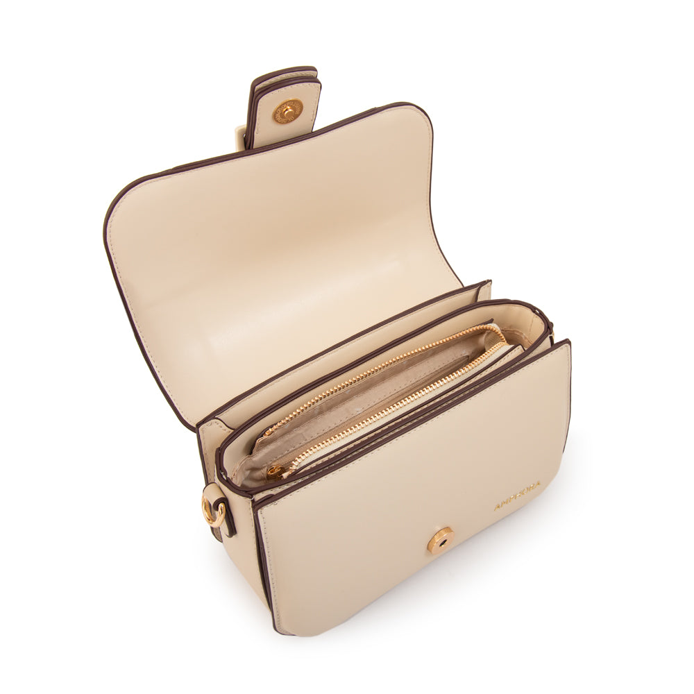 Cartera bandolera con tapa tifany pequeña blanco crudo