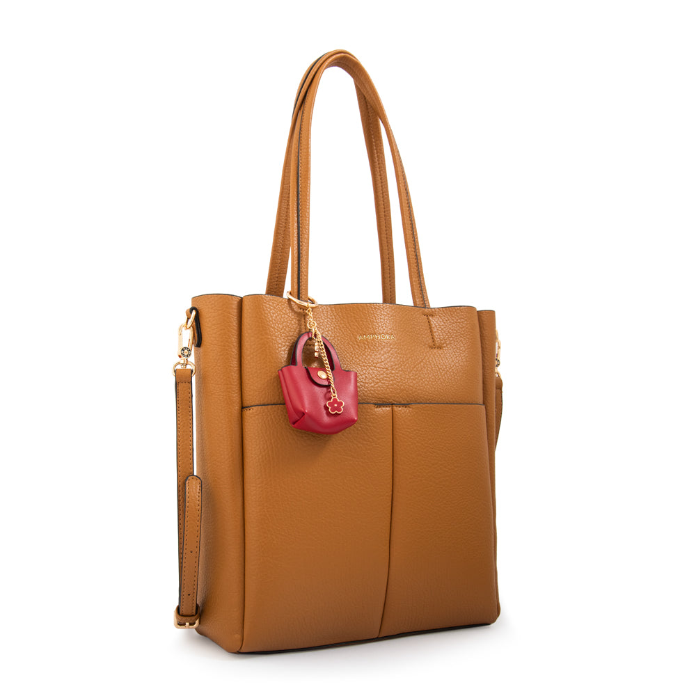 Cartera tote elda grande beige oscuro