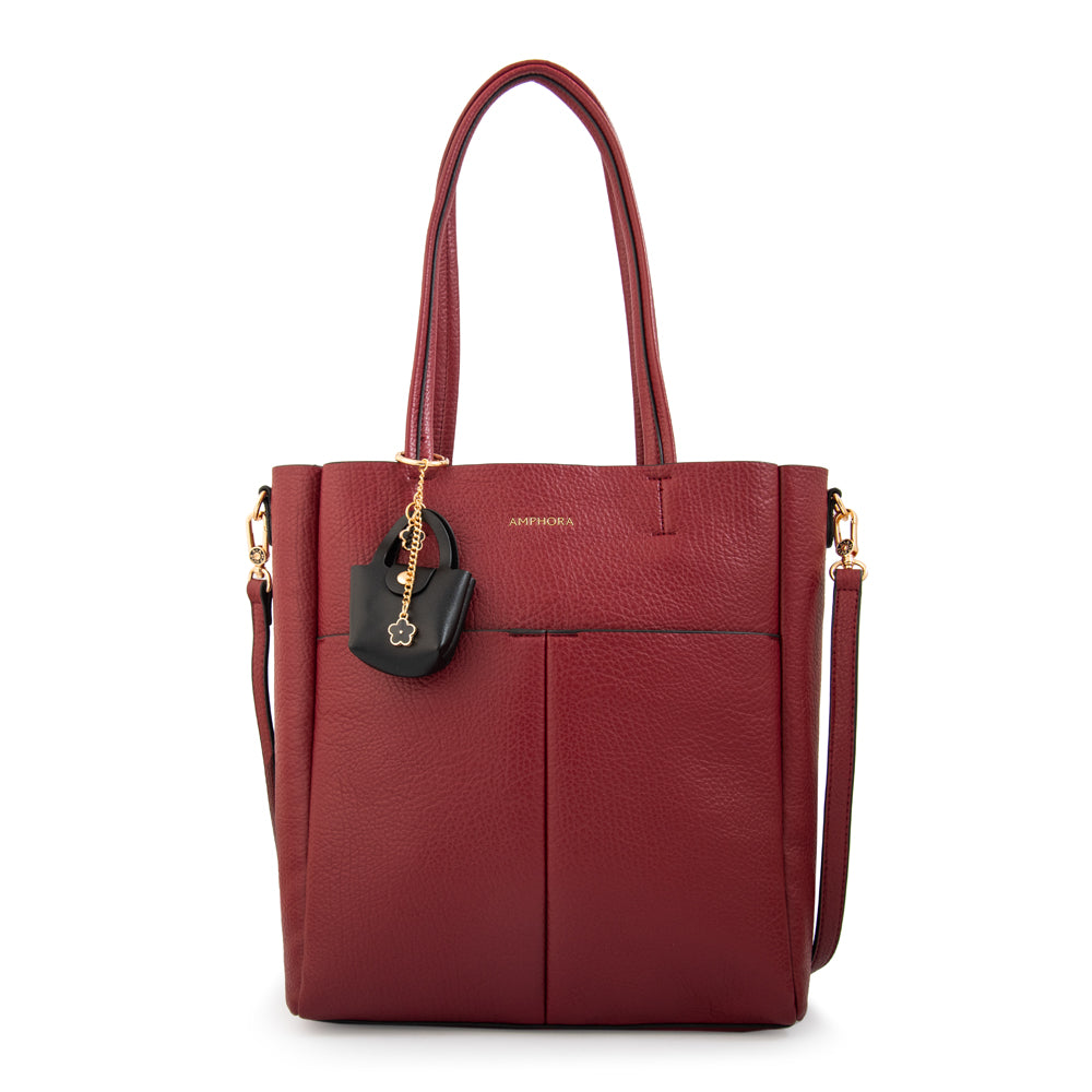 Cartera tote elda grande rojo oscuro