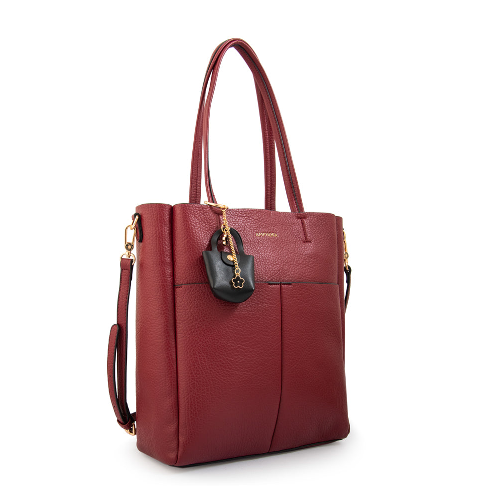 Cartera tote elda grande rojo oscuro