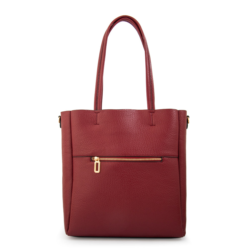 Cartera tote elda grande rojo oscuro