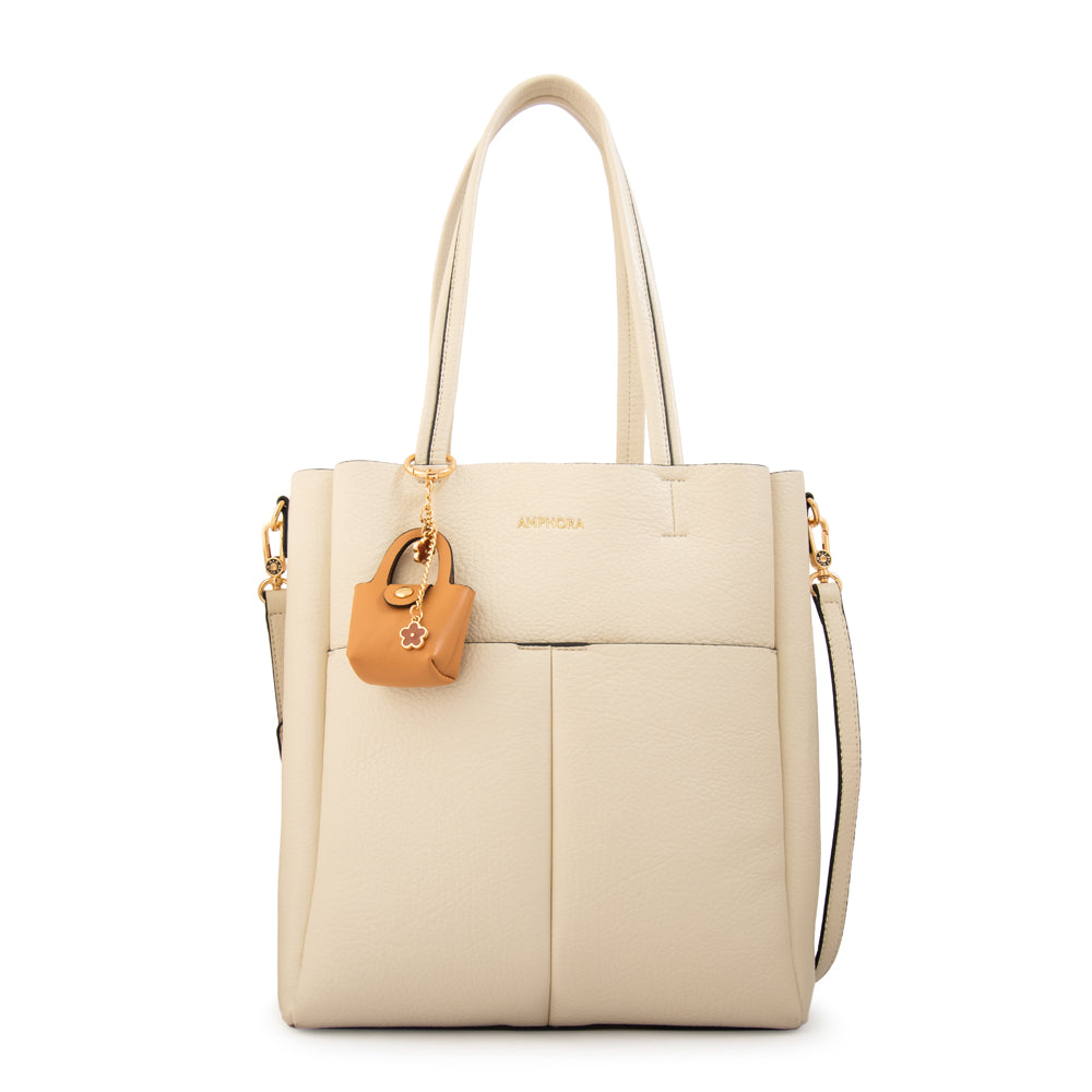 Cartera tote elda grande blanco crudo