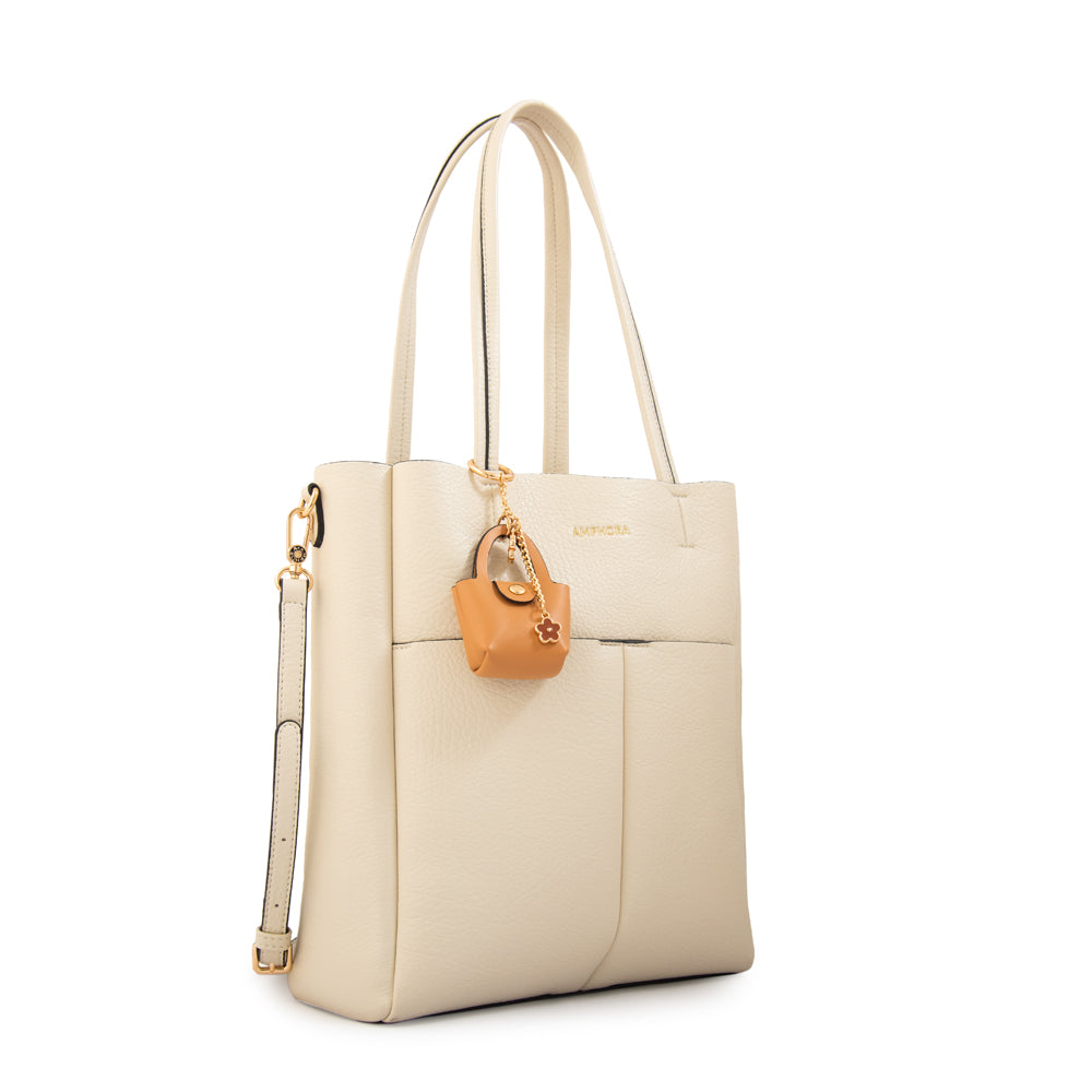 Cartera tote elda grande blanco crudo