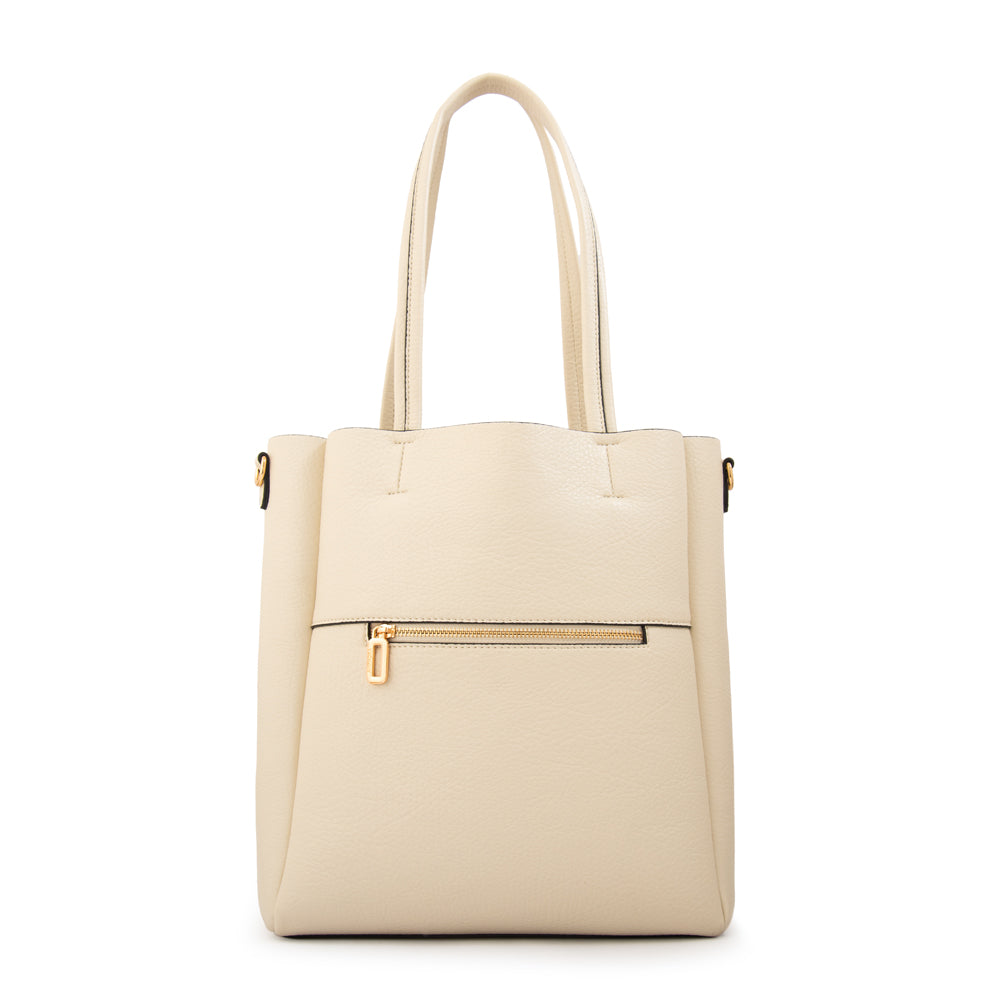 Cartera tote elda grande blanco crudo
