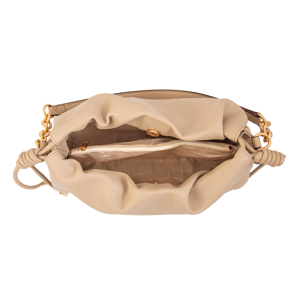 Cartera bandolera leira mediana beige