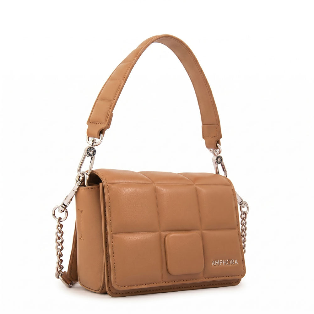Cartera bandolera astrid pequeña beige oscuro