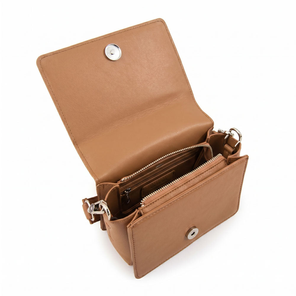 Cartera bandolera astrid pequeña beige oscuro