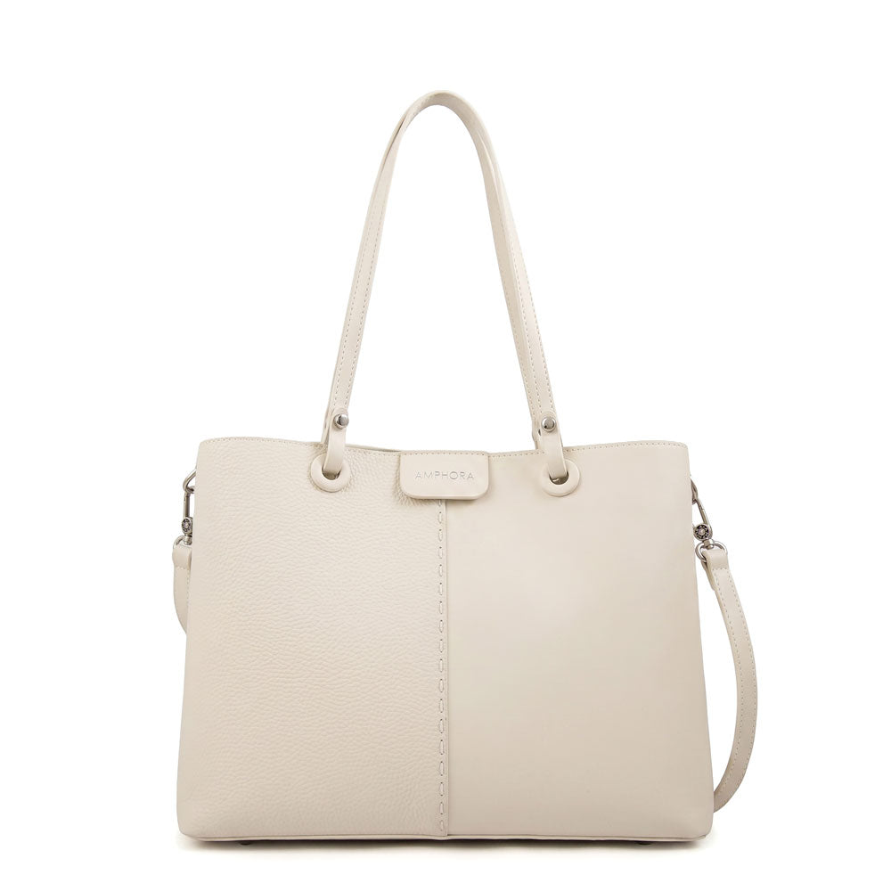 Cartera tote tres divisiones elandra blanco crudo