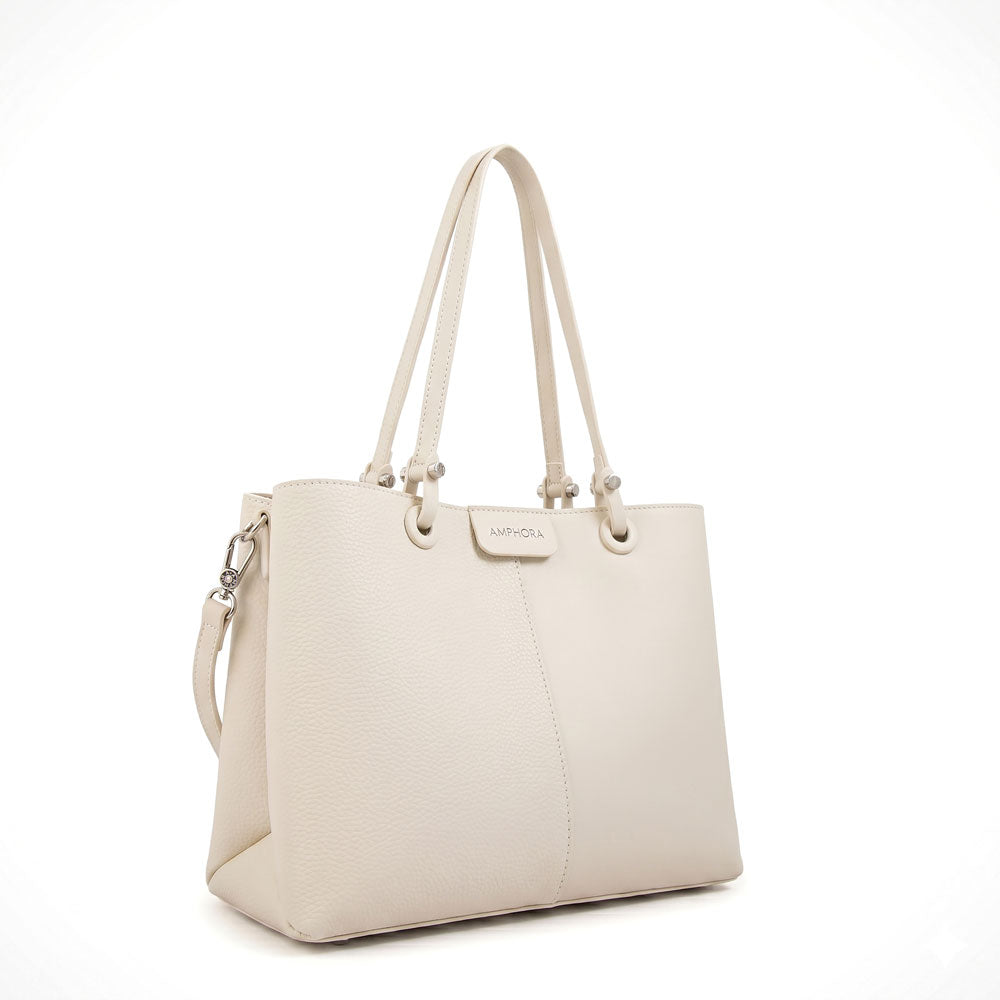 Cartera tote tres divisiones elandra blanco crudo