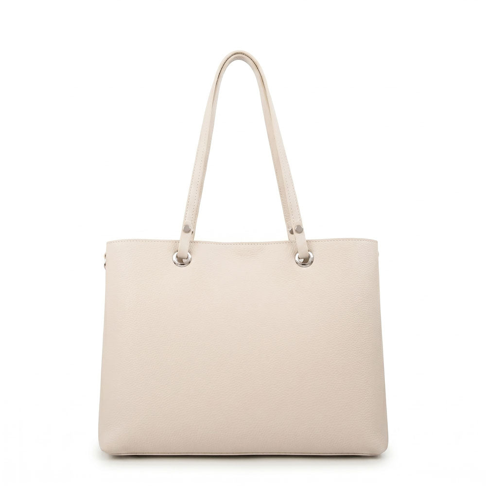 Cartera tote tres divisiones elandra blanco crudo