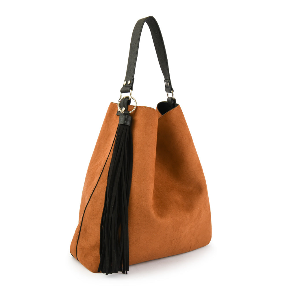 Cartera corte recto reversible raven grande café
