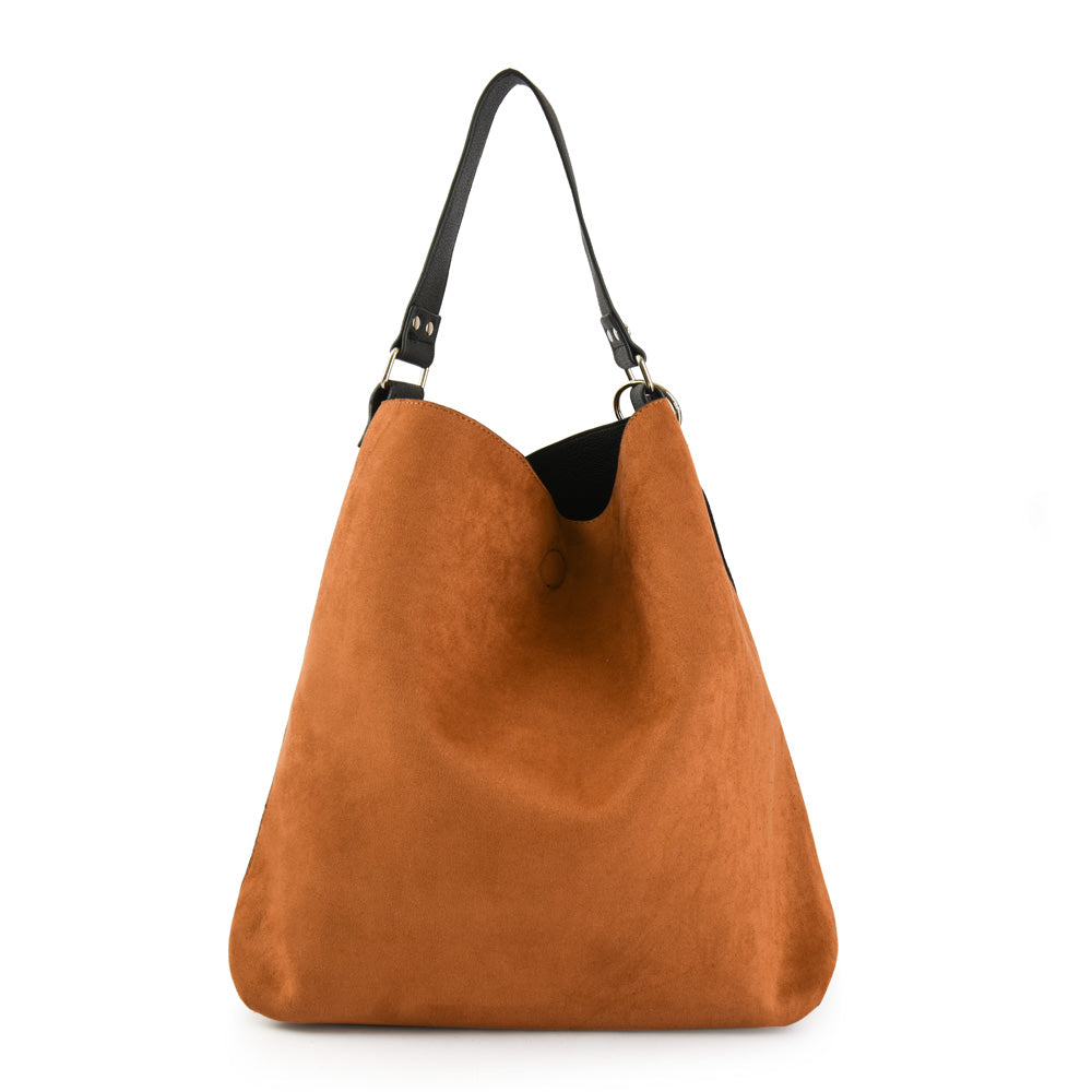 Cartera corte recto reversible raven grande café