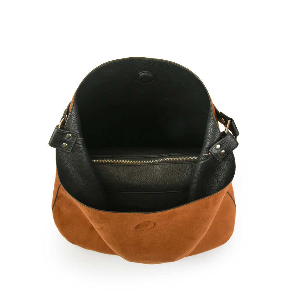 Cartera corte recto reversible raven grande café