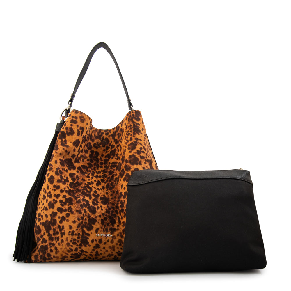 Cartera corte recto reversible raven camel