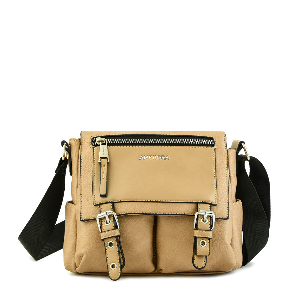 Cartera bandolera mediana birgit beige oscuro