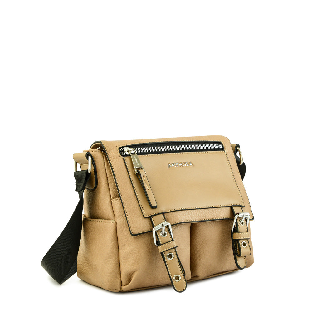 Cartera bandolera mediana birgit beige oscuro