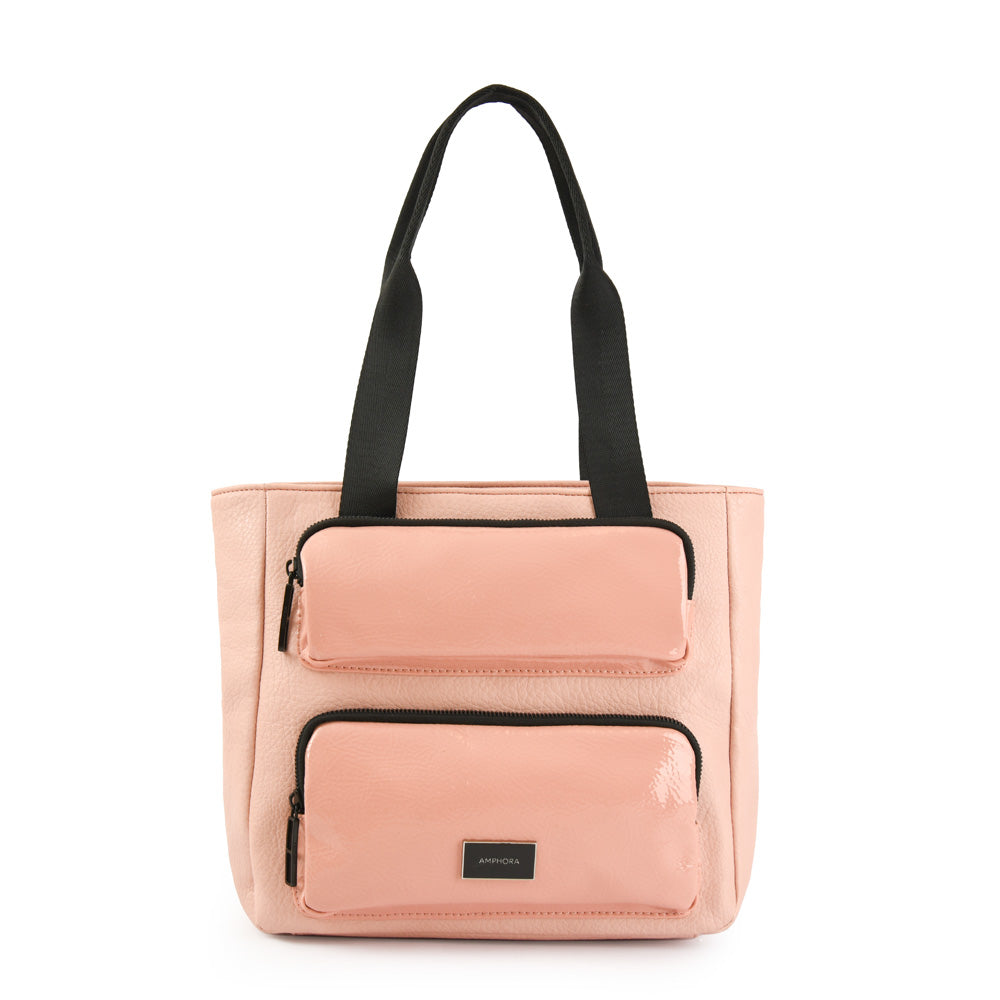 Cartera tote tres divisiones debbie mediana rosado