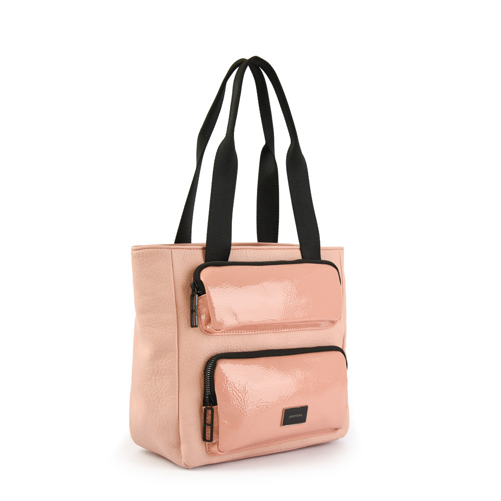 Cartera tote tres divisiones debbie mediana rosado