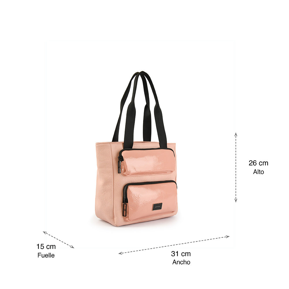 Cartera tote tres divisiones debbie mediana rosado