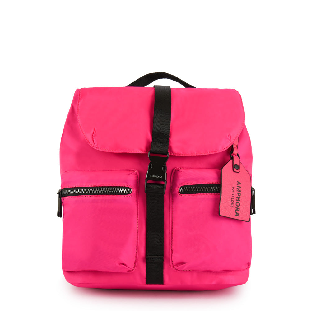 Mochila malu con tapa mediana fucsia