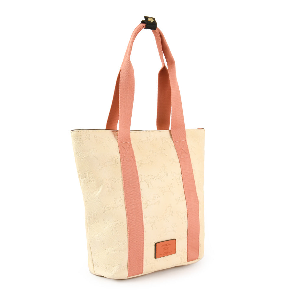 Cartera tote horses mediana blanco crudo