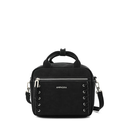 Cartera bandolera mediana begur negro texturizado