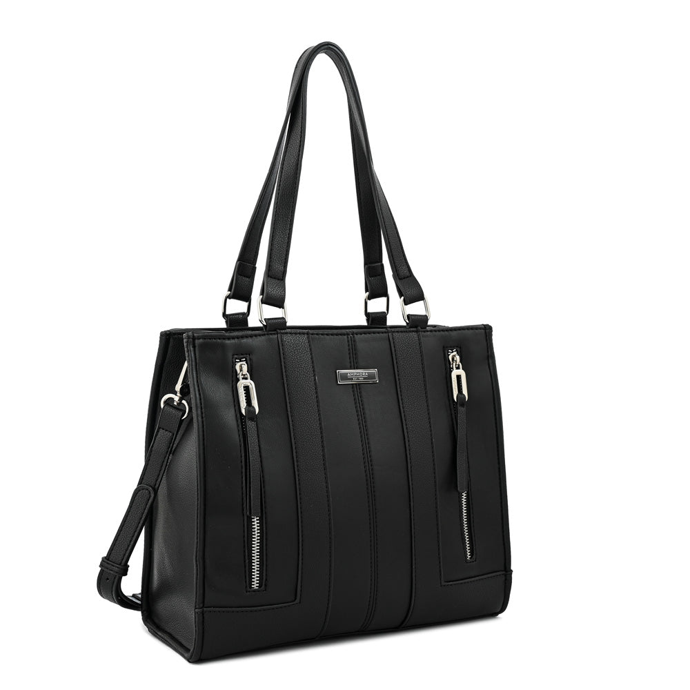 Cartera tote tres divisiones bluma mediana negro