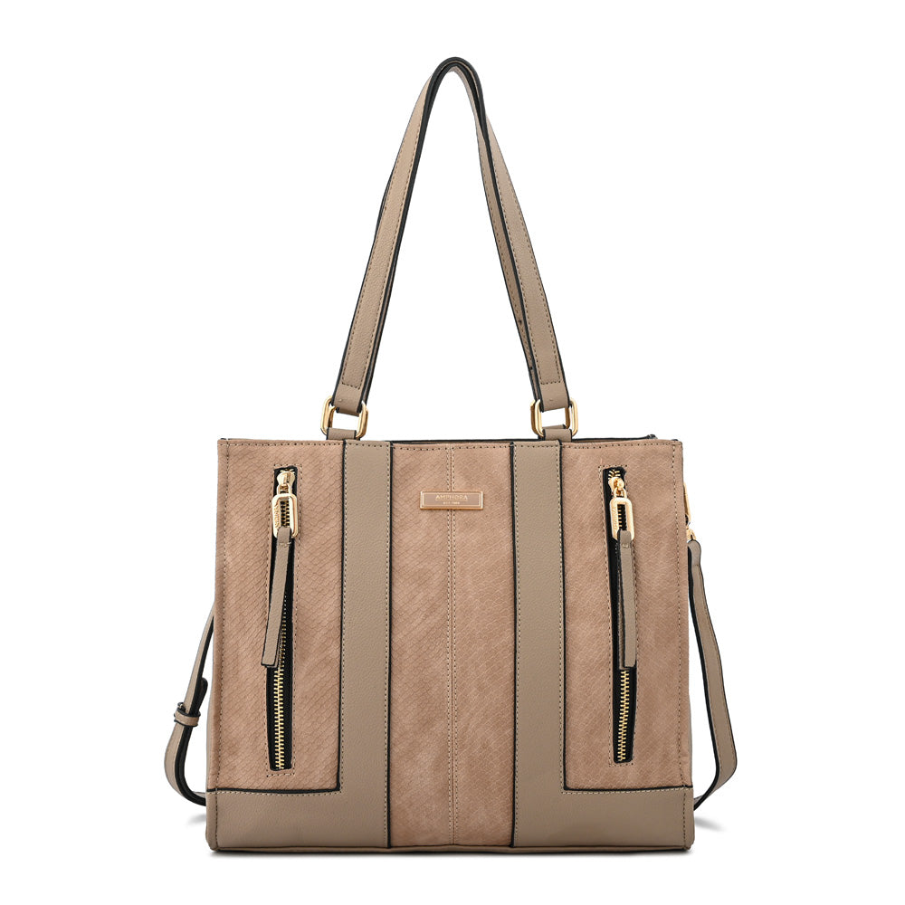 Cartera tote tres divisiones bluma mediana taupe