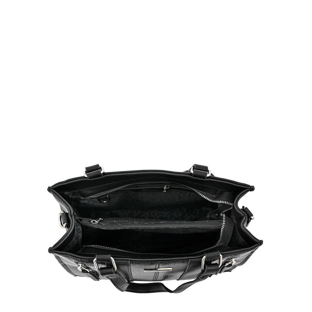 Cartera tote tres divisiones bluma mediana negro especial