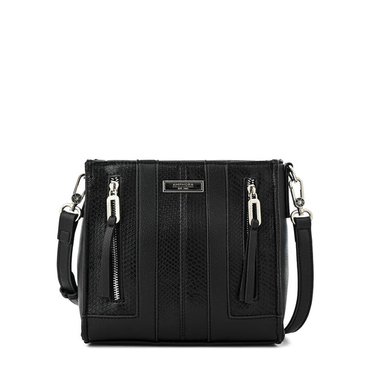 Cartera bandolera mediana bluma negro texturizado