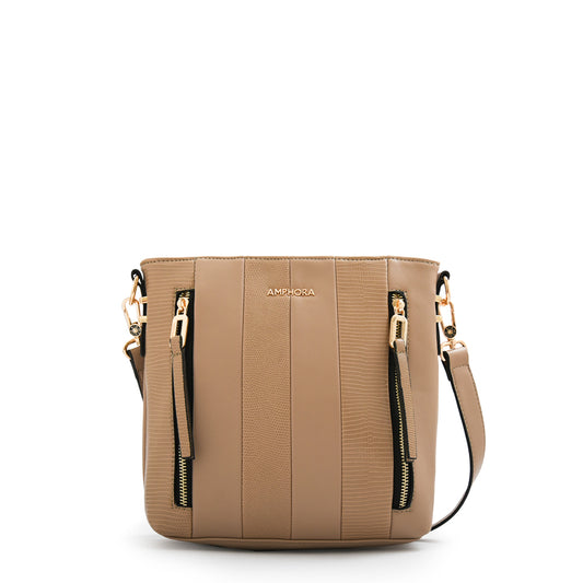 Cartera Bandolera mediana manila beige oscuro