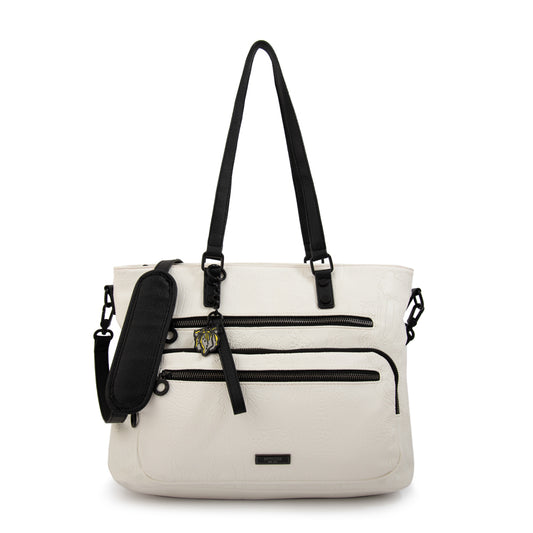 Cartera tote porta notebook voyage grande blanco