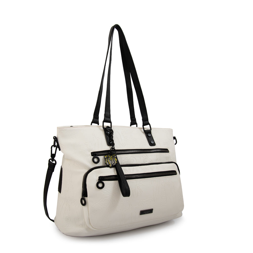 Cartera tote porta notebook voyage grande blanco