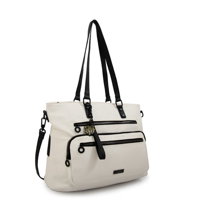 Cartera tote porta notebook voyage grande blanco