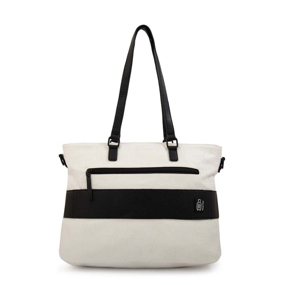 Cartera tote porta notebook voyage grande blanco