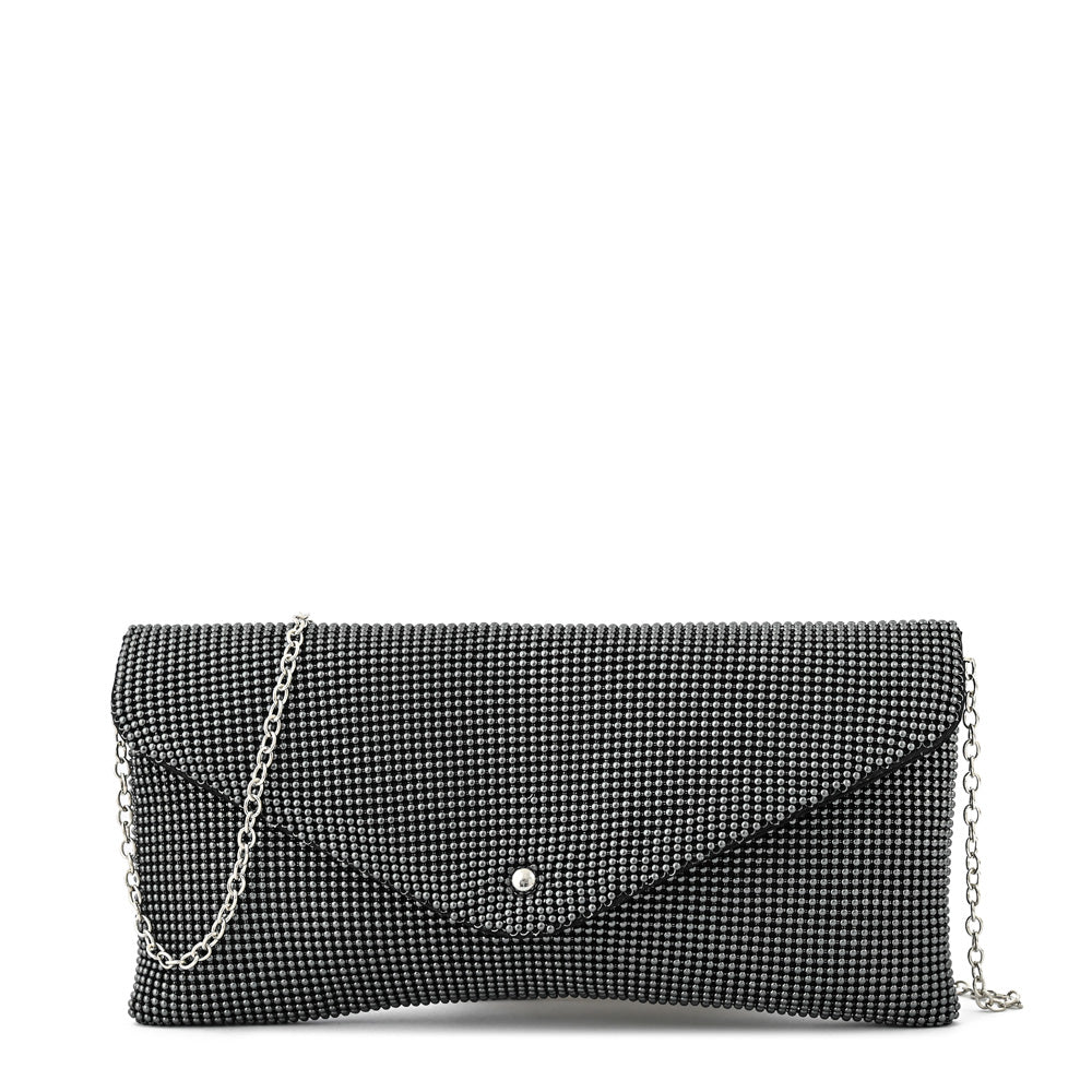 Cartera fiesta con tapa smith pequeña plateado oscuro