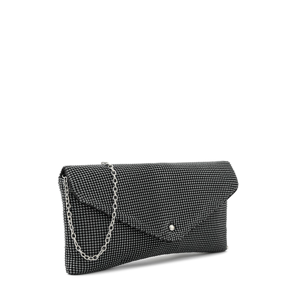 Cartera fiesta con tapa smith pequeña plateado oscuro