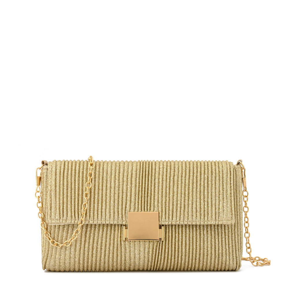 Cartera fiesta con tapa davies dorado