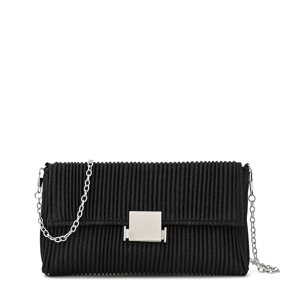Cartera fiesta con tapa davies pequeña plateado