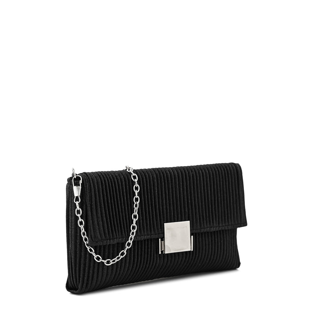 Cartera fiesta con tapa davies pequeña plateado